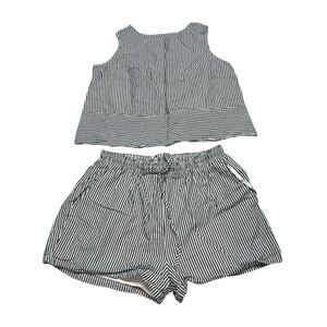 Exlura Short Sleeve Top & Shorts Pajama Set Striped
